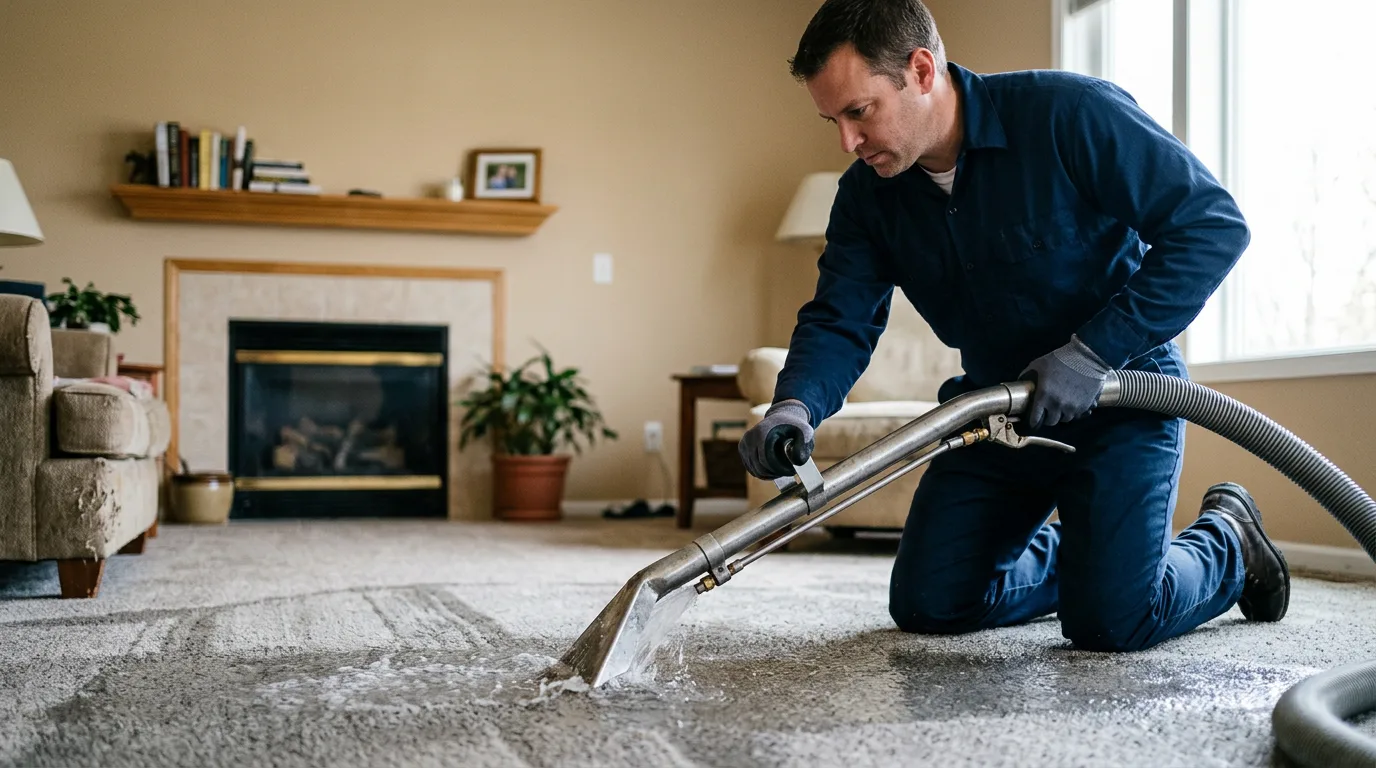 Water damage restoration technician working near Auburn, KY